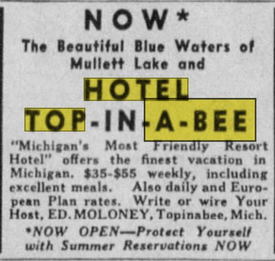 Hotel Top-In-A-Bee - June 1940 Ad (newer photo)